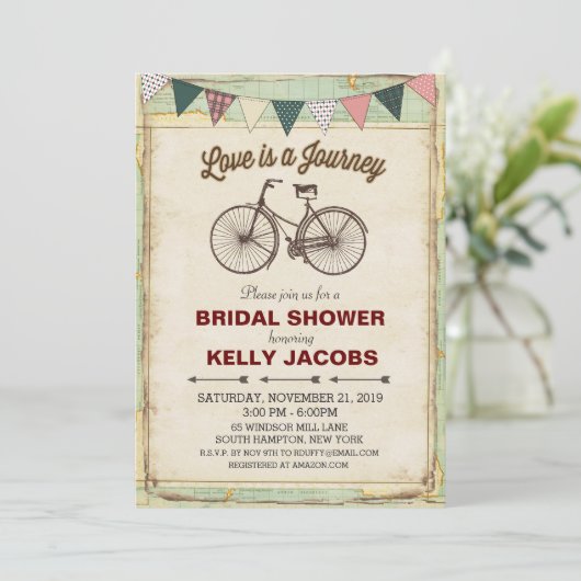  fietsenreis - barbeel - Shower - uitnodiging (Staand voorkant)