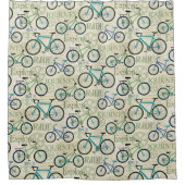 Fietsenreis met blauw schoengordijn douchegordijn (Voorkant)