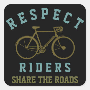 fietsenrijders respecteren vierkante sticker