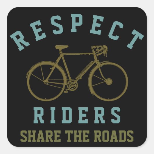 fietsenrijders respecteren vierkante sticker (Voorkant)