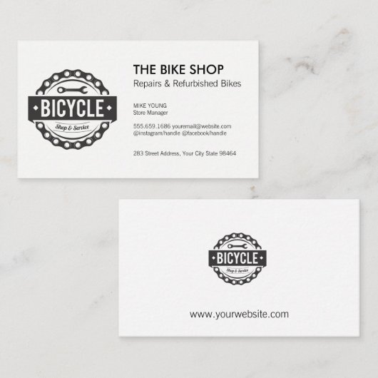 Fietsenwinkel en Logo service Afsprakenkaartje (Voorkant / Achterkant)