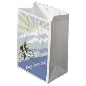 Fietser Biking up Mountain Road Bike Vaderdag Medium Cadeauzakje (Achterkant Gekanteld)