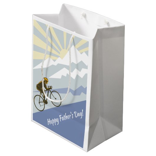 Fietser Biking up Mountain Road Bike Vaderdag Medium Cadeauzakje (Achterkant Gekanteld)