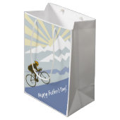 Fietser Biking up Mountain Road Bike Vaderdag Medium Cadeauzakje (Voorkant Gekanteld)