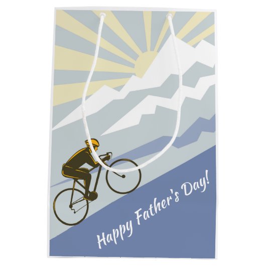 Fietser Biking up Mountain Road Bike Vaderdag Medium Cadeauzakje (Achterkant)