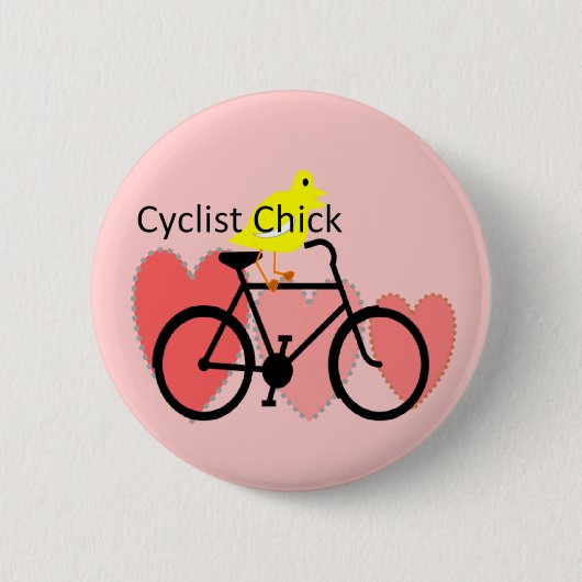 fietser CHICK-Biking, fietsenliefhebbers Ronde Button 5,7 Cm (Voorkant)