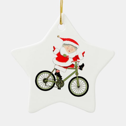 Fietser Christmas Biking Keramisch Ornament (Voorkant)