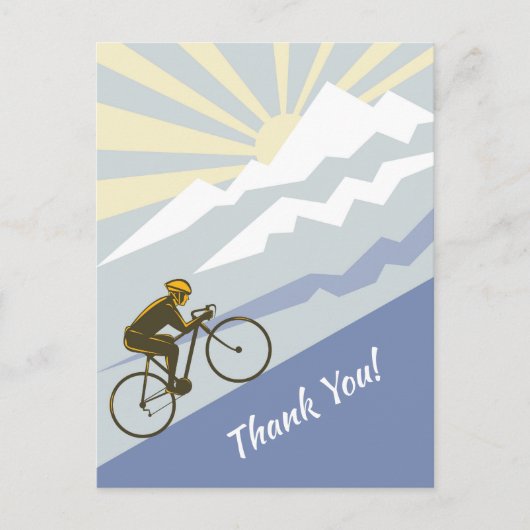 Fietser die bergop fietst Bedankt Briefkaart (Voorkant)