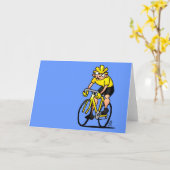 Fietser die - cirkelen kaart (Gele Bloem)