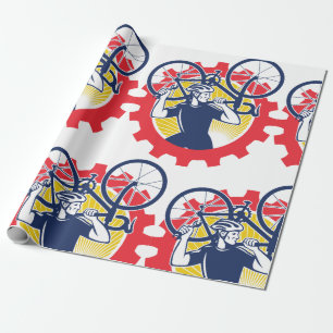 Fietser Die Fiets Fietsmonteur Versnelling Draagt Cadeaupapier