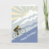 Fietser die mountainRoad Bike Birthday omhoog rijd Kaart (Voorkant)