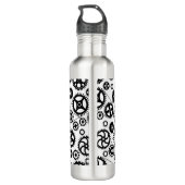 Fietser Fietsen INITIAAL Gear Head Zwart Wit Fun Waterfles (Achterkant)