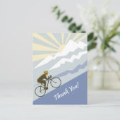Fietser Fietsen op Mountain Road Bike Dank u Briefkaart (Staand voorkant)