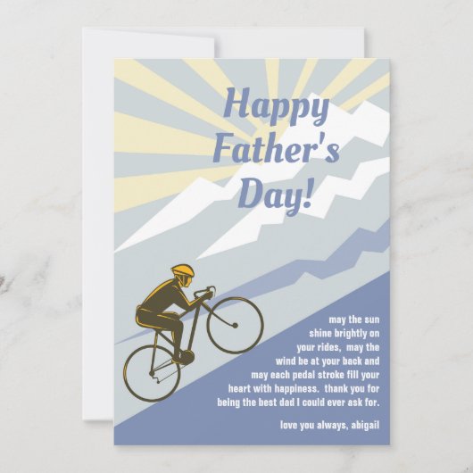 Fietser fietst bergweg omhoog Vaderdag Kaart (Voorkant)