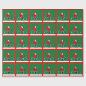 Fietser Fietst Kerstcadeau Cadeaupapier (Vlak)