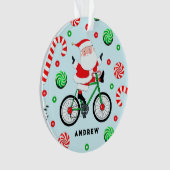 Fietser Fietst met Kerstmis Ornament (voorkant)