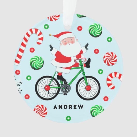 Fietser Fietst met Kerstmis Ornament (voorkant)