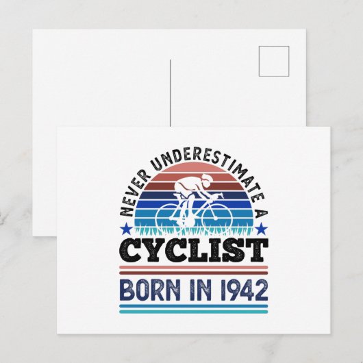Fietser geboren in 1942 80ste verjaardagscadeaus f briefkaart (Voorkant / Achterkant)