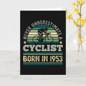 Fietser geboren in 1953 70th Birthday Gift Cycling Kaart (Gele Bloem)
