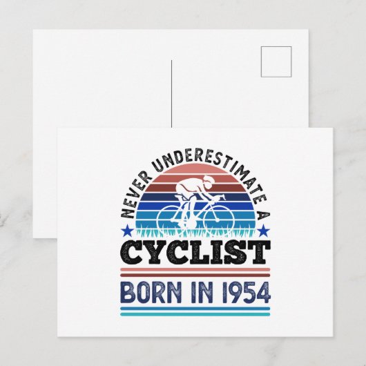 Fietser geboren in 1954 70th Birthday Gifts Cyclin Briefkaart (Voorkant / Achterkant)