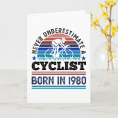 Fietser geboren in 1980 40e Verjaardag Geschenken  Kaart (Gele Bloem)