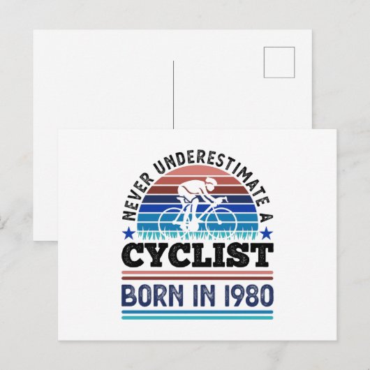 Fietser geboren in 1980 40e verjaardagscadeaus fie briefkaart (Voorkant / Achterkant)
