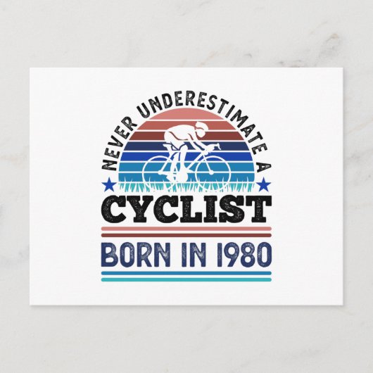 Fietser geboren in 1980 40e verjaardagscadeaus fie briefkaart (Voorkant)