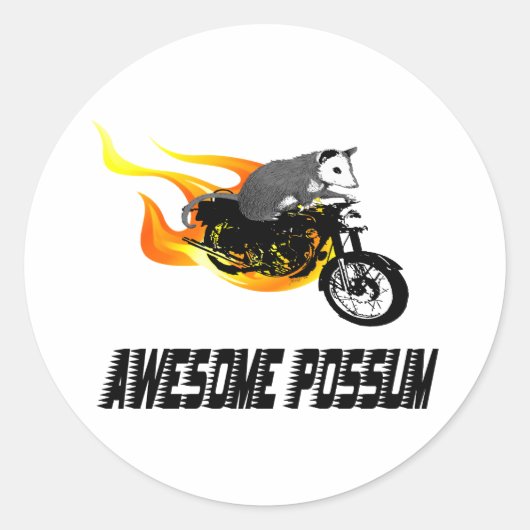 Fietser Geweldige Possum Ronde Sticker (Voorkant)
