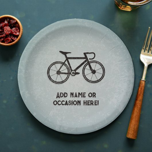 Fietser - grunge metal look - sportief man feest papieren bordje