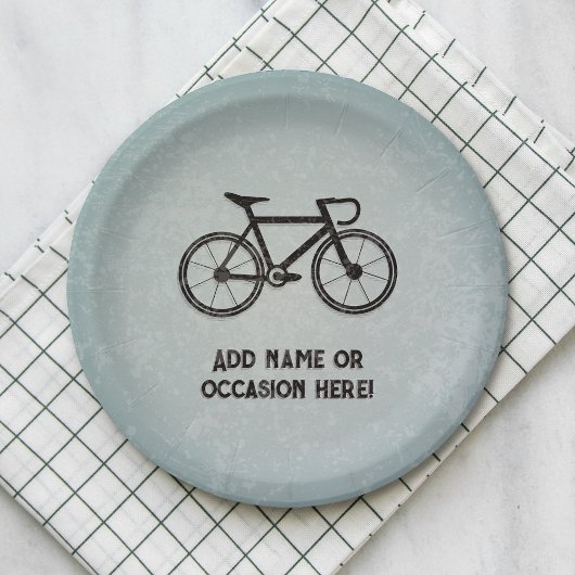 Fietser - grunge metal look - sportief man feest papieren bordje