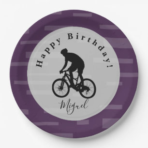 Fietser Happy Birthday Papieren Bord. Papieren Pl Bordje