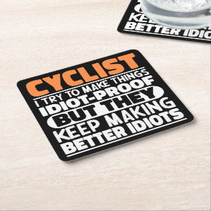 Fietser Ik probeer dingen grappig te maken zeggen Kartonnen Onderzetters