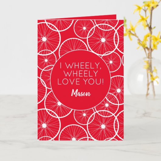 Fietser Ik Wheely Love You Kaart (Gele Bloem)