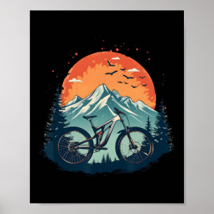 Fietser Illustratie downhill mountainbiken Poster