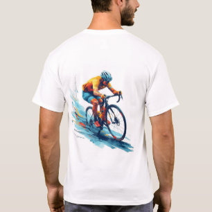 Fietser in Actie Illustratie Schilderij Fiets T-shirt