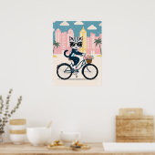 Fietser Kat op een fiets Poster (Keuken)