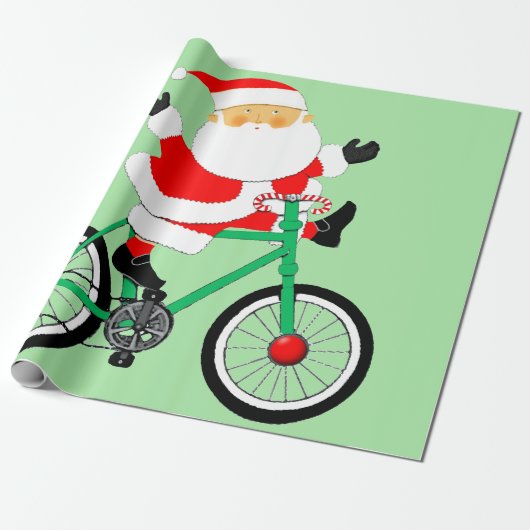Fietser Kerst Fietsvakantie Cadeaupapier (Uitgerold)