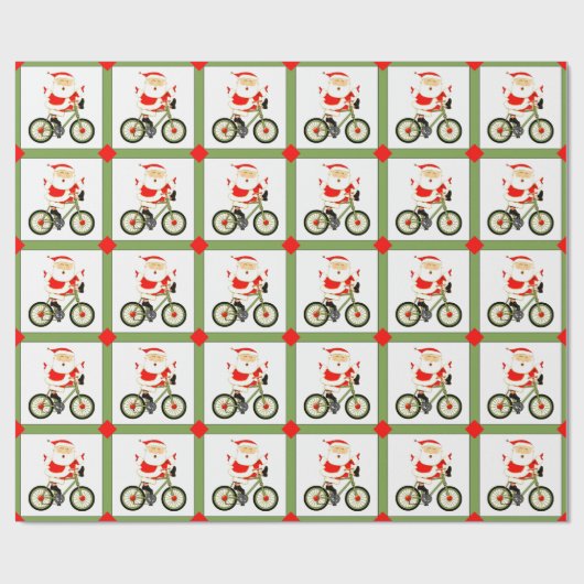 Fietser Kerstvakantie Cadeaupapier (Vlak)