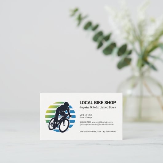 Fietser Logo | Fietsenwinkel Afsprakenkaartje (Staand voorkant)