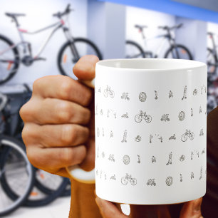 Fietser op Grappige Fietsen Lijntekening Kunst hum Koffiemok