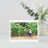 Fietser op het Vietnamese platteland, Mekong Delta Briefkaart (Staand voorkant)