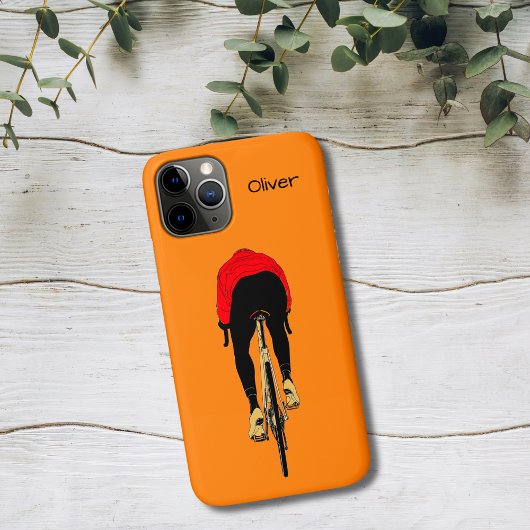 Fietser op oranje achtergrond Case-Mate iPhone case