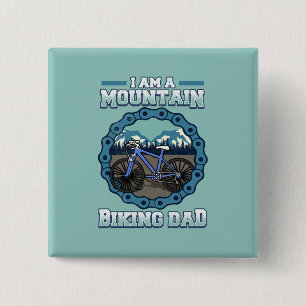 Fietser Pa Mountain Biker Vaderdag Vierkante Button 5,1 Cm