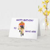 Fietser Racing verjaardagskaart. Voeg naam toe. Kaart (Gele Bloem)
