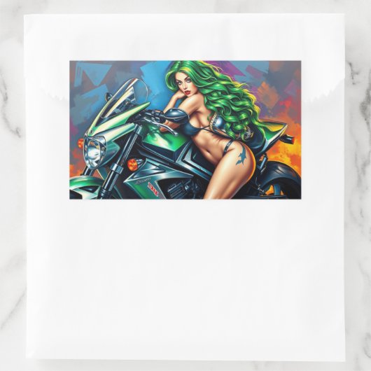 fietser rechthoekige sticker (Tas)