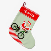 Fietser rijdt grote kerstsok (Voorkant (Hangend))