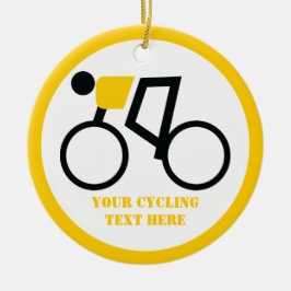 Fietser rijdt op zijn aangepaste fiets keramisch ornament