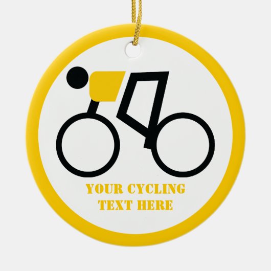 Fietser rijdt op zijn aangepaste fiets keramisch ornament (Voorkant)