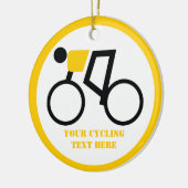 Fietser rijdt op zijn aangepaste fiets keramisch ornament (Links)