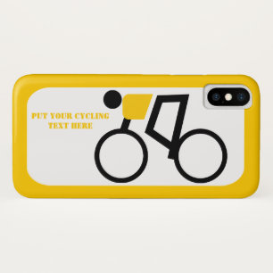 Fietser rijdt op zijn fiets geel, zwart icoon Case-Mate iPhone case